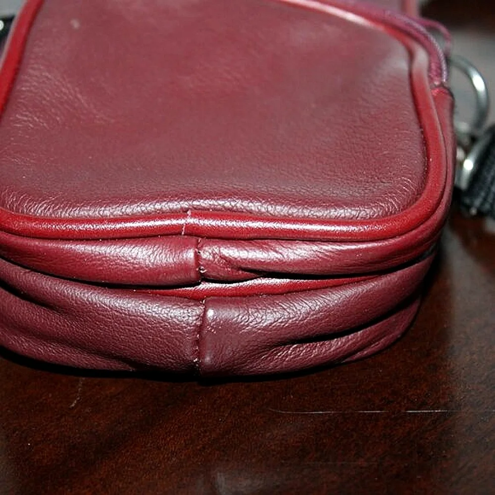 Mini Leather Crossbody Bag - Burgundy - Essential Everyday Carry